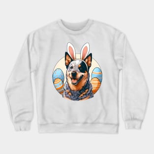 Australian Cattle Dog with Bunny Ears Easter Joy Crewneck Sweatshirt